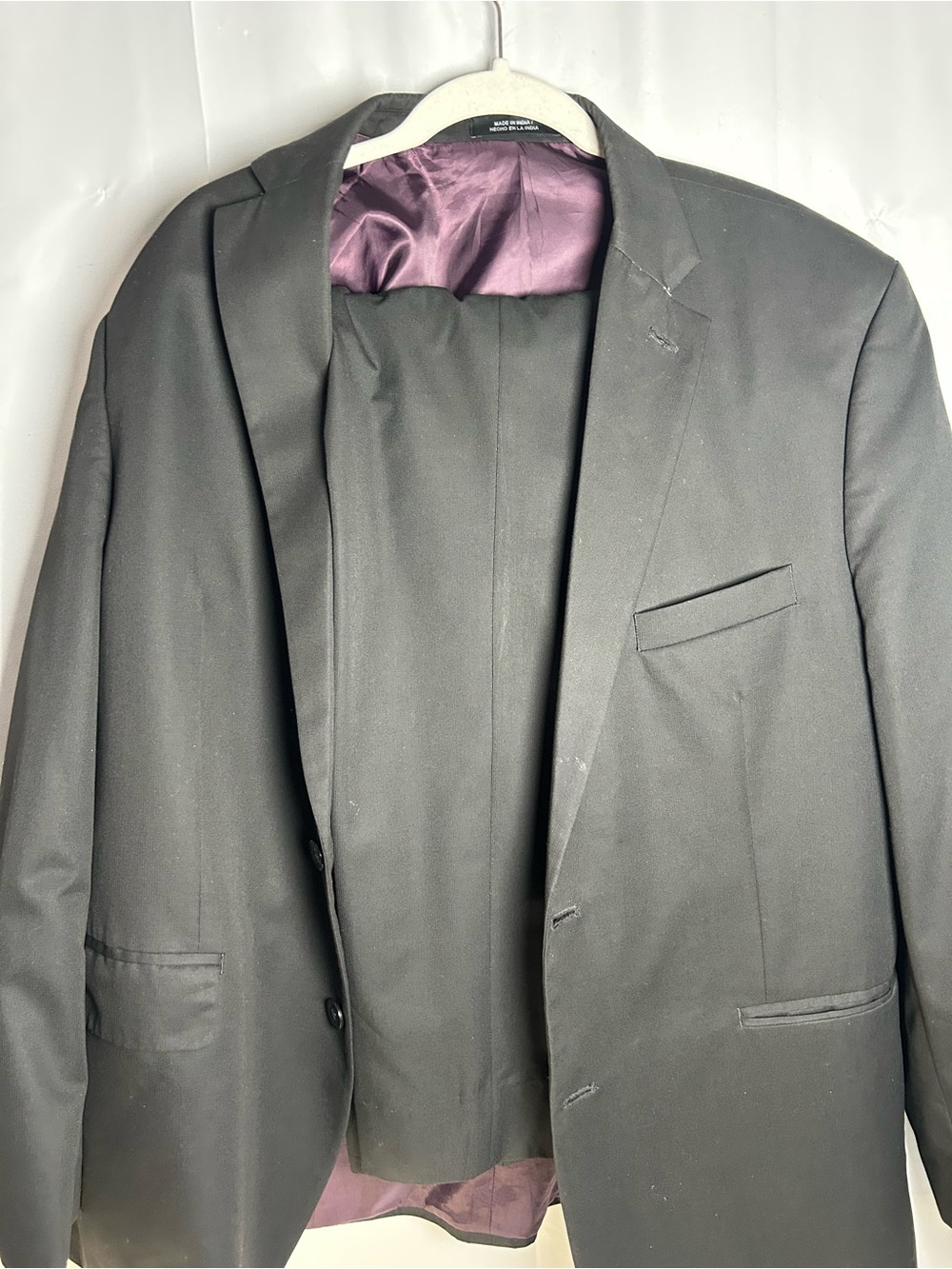 Perry Ellis Black Suit Blazer with Purple Inner Lining